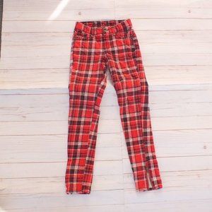 Justice‎ Premium Red Plaid Stretch Jeans Size 12